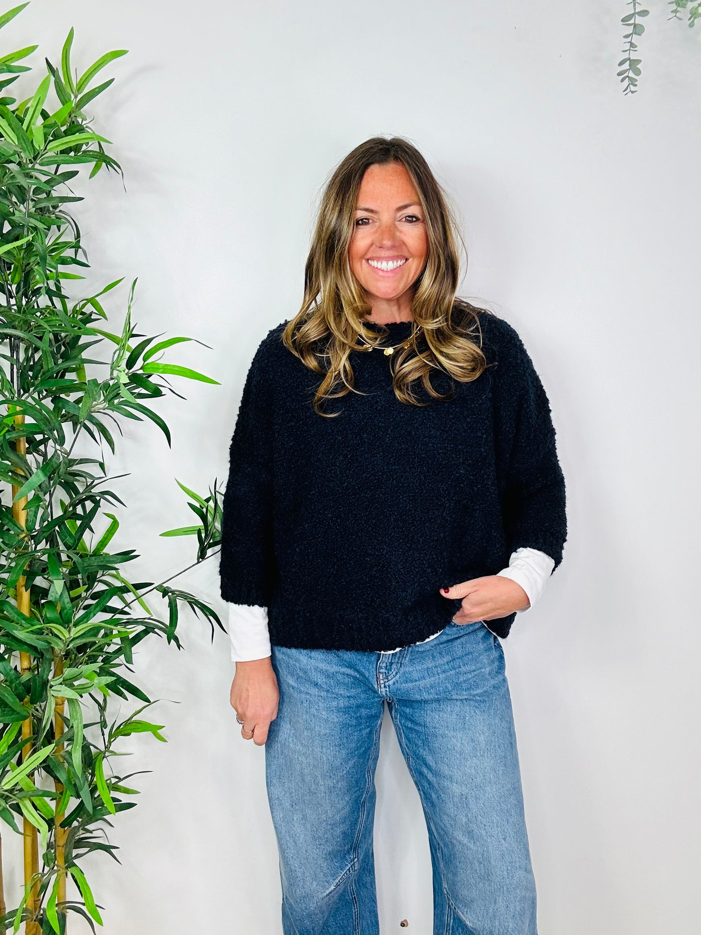 Navy Boucle Jumper