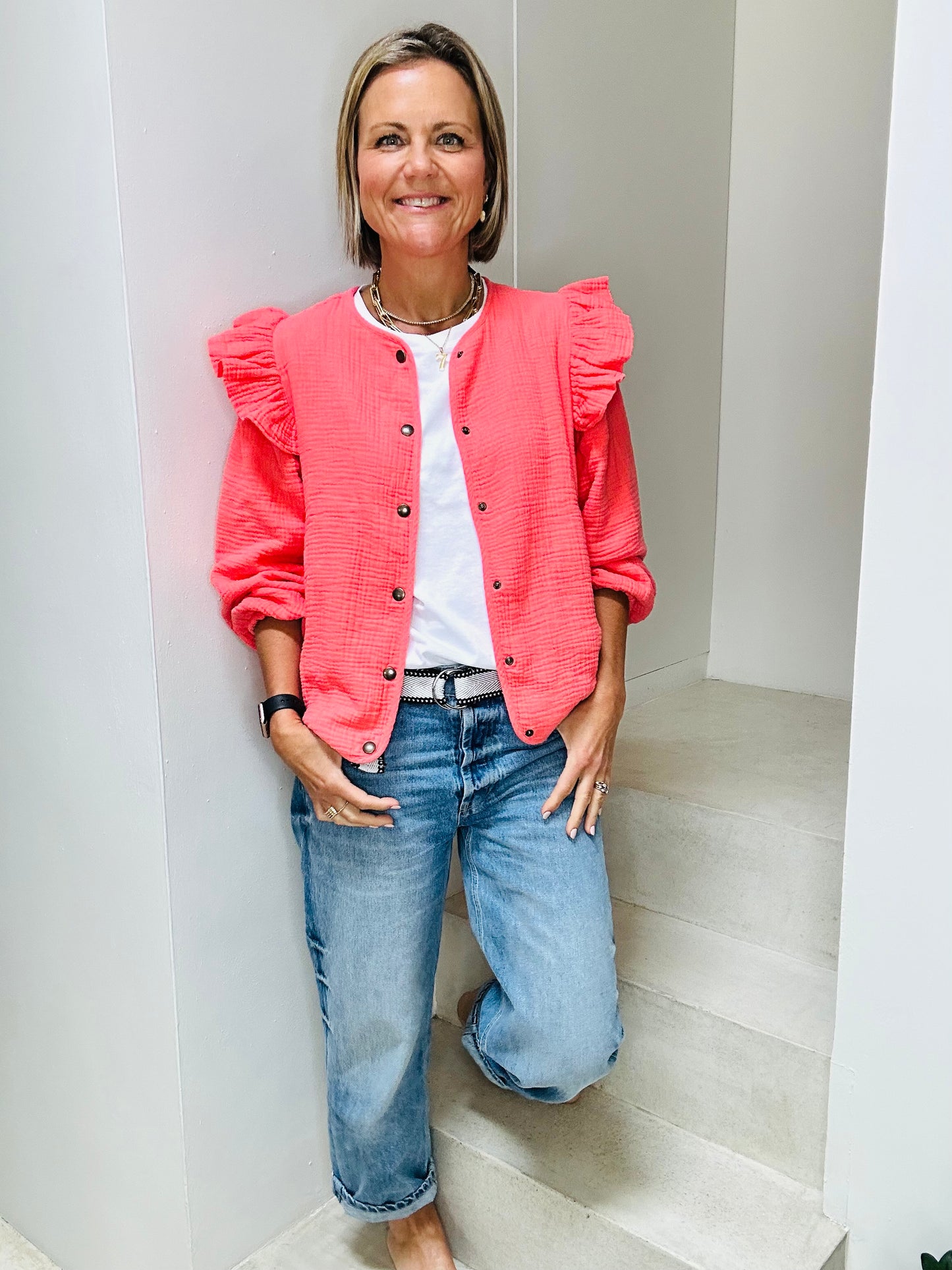 Coral Frill Jacket