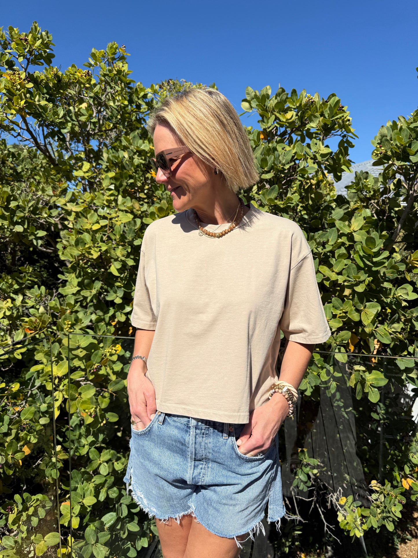 Beige Boxy Tee