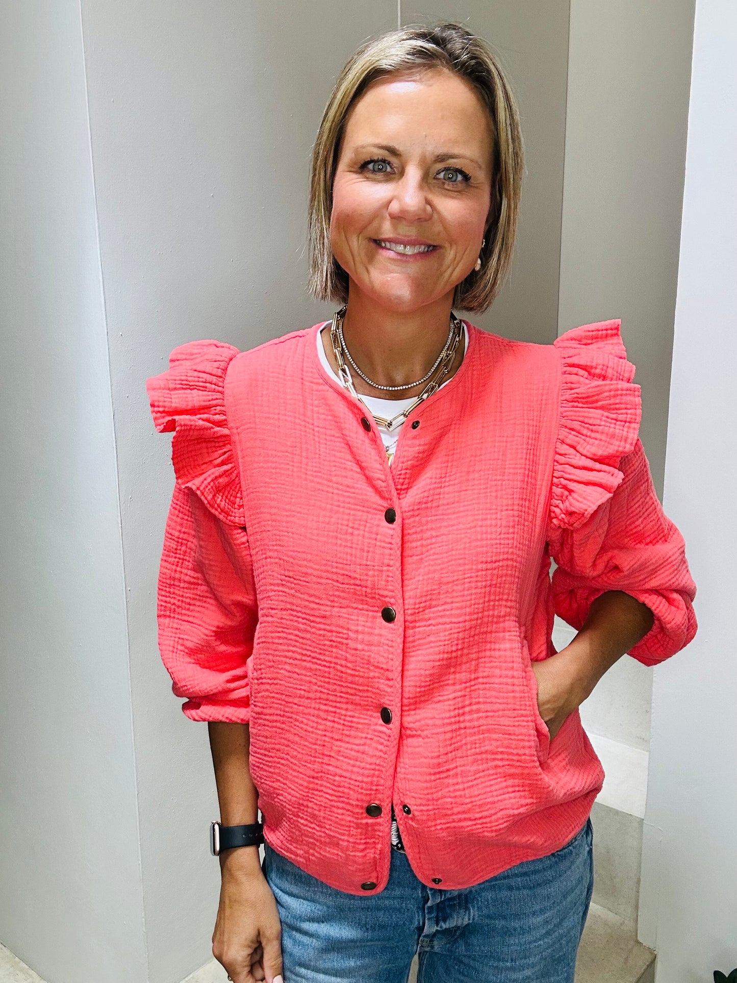 Coral Frill Jacket