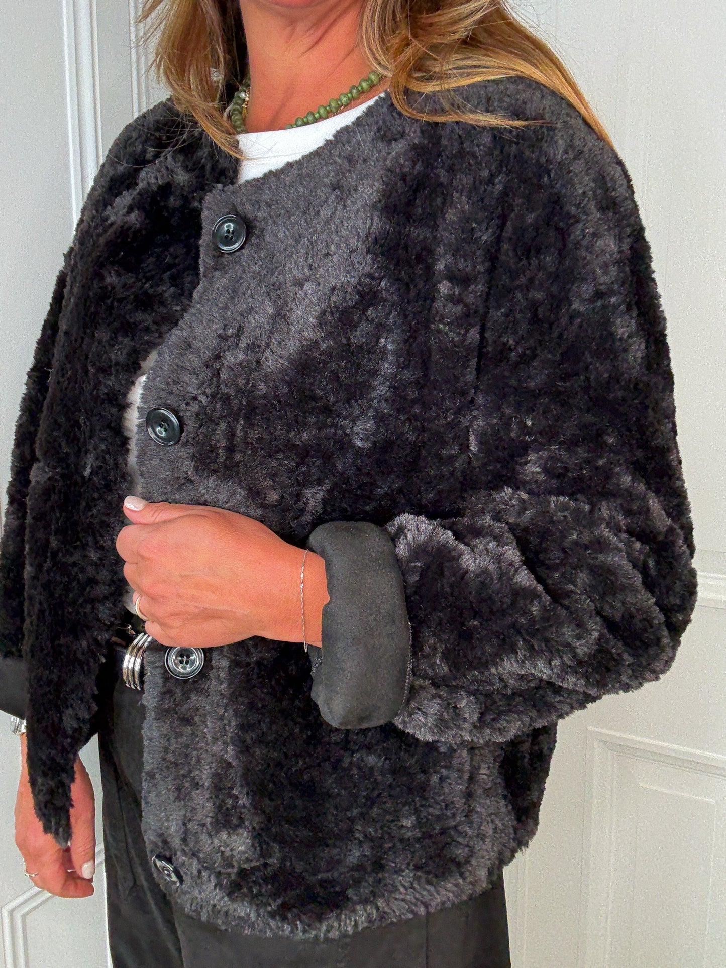 Black Faux Fur Reversible Jacket
