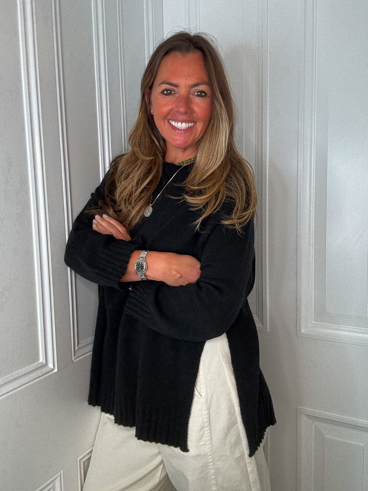 Black Relaxed Wool Jumper