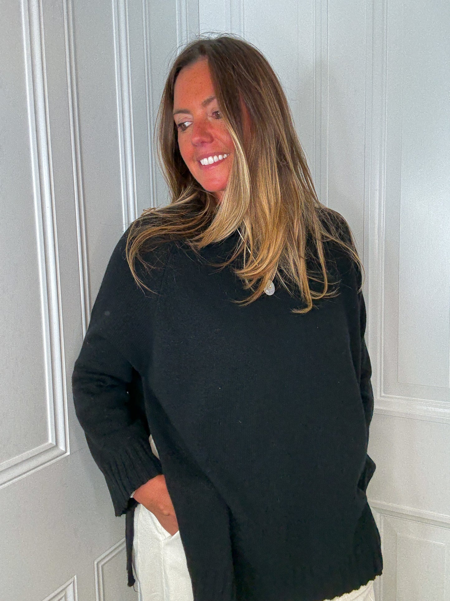 Black Relaxed Wool Jumper
