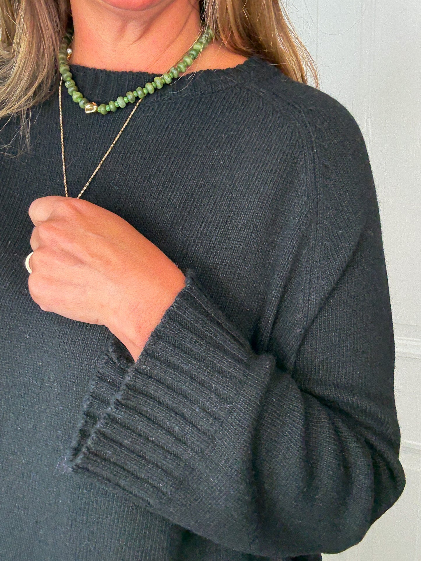 Black Relaxed Wool Jumper