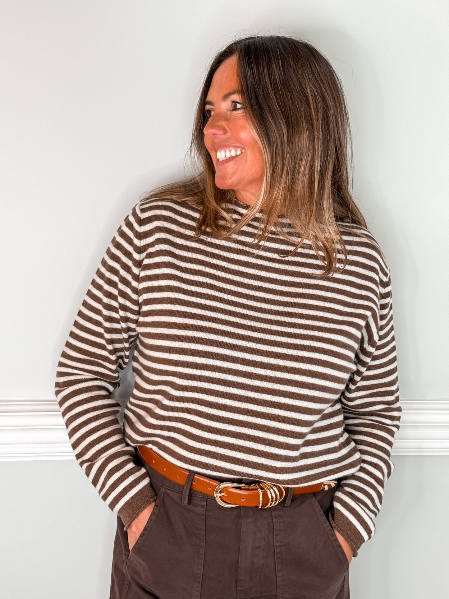 Chocolate Brown Barrel Leg Trousers