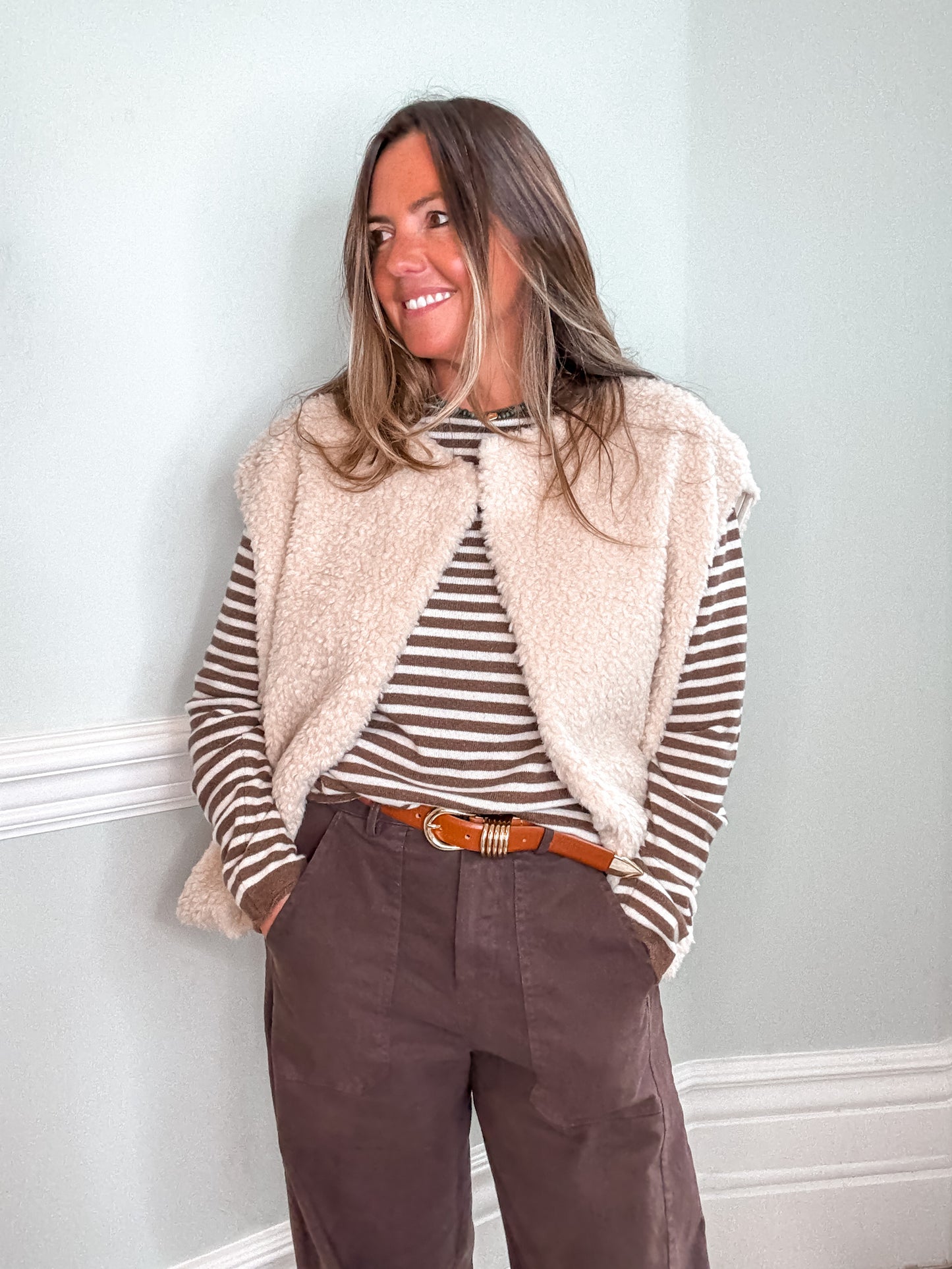 Chocolate Brown Barrel Leg Trousers