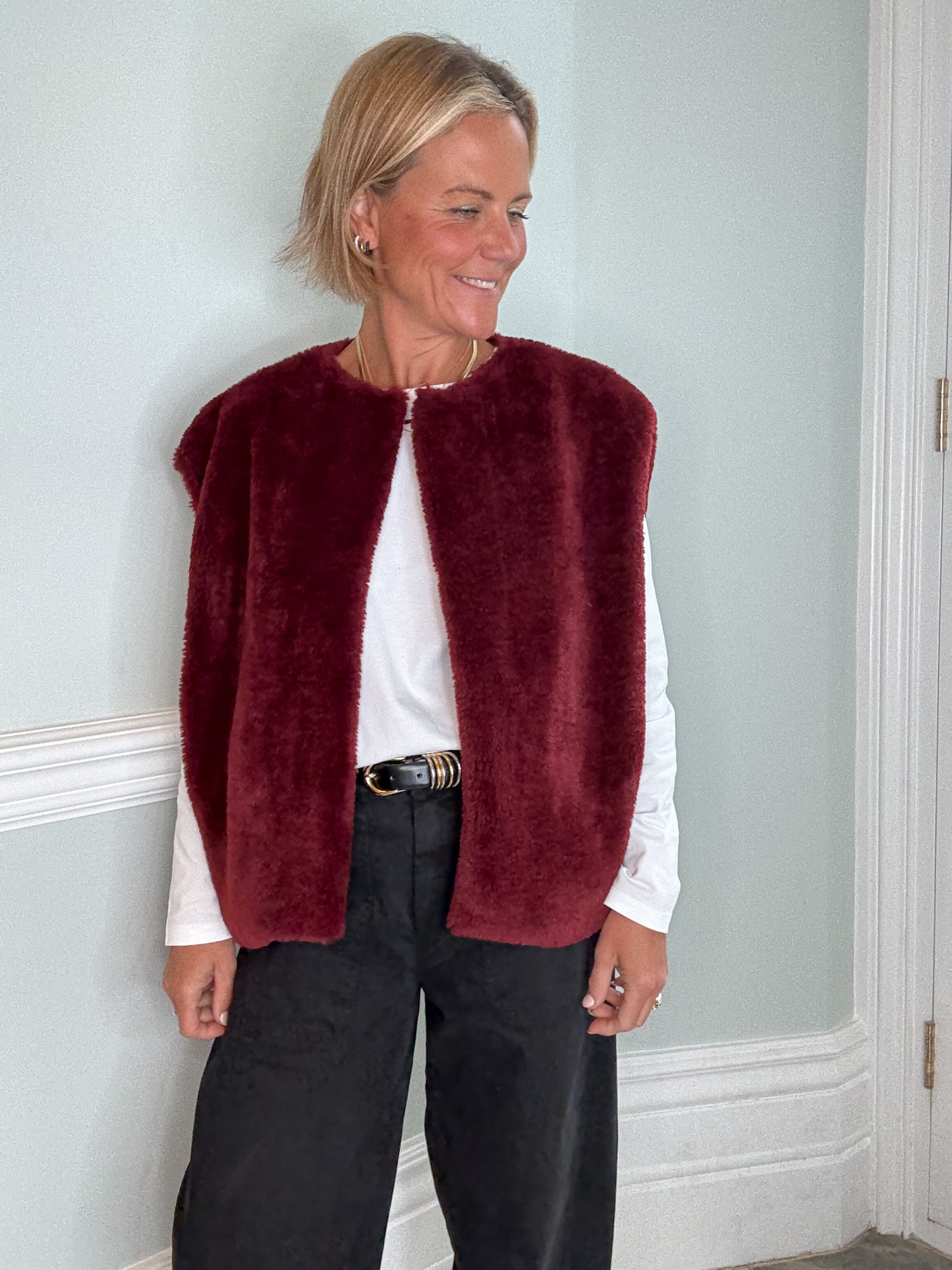 Burgundy Faux Fur Gilet