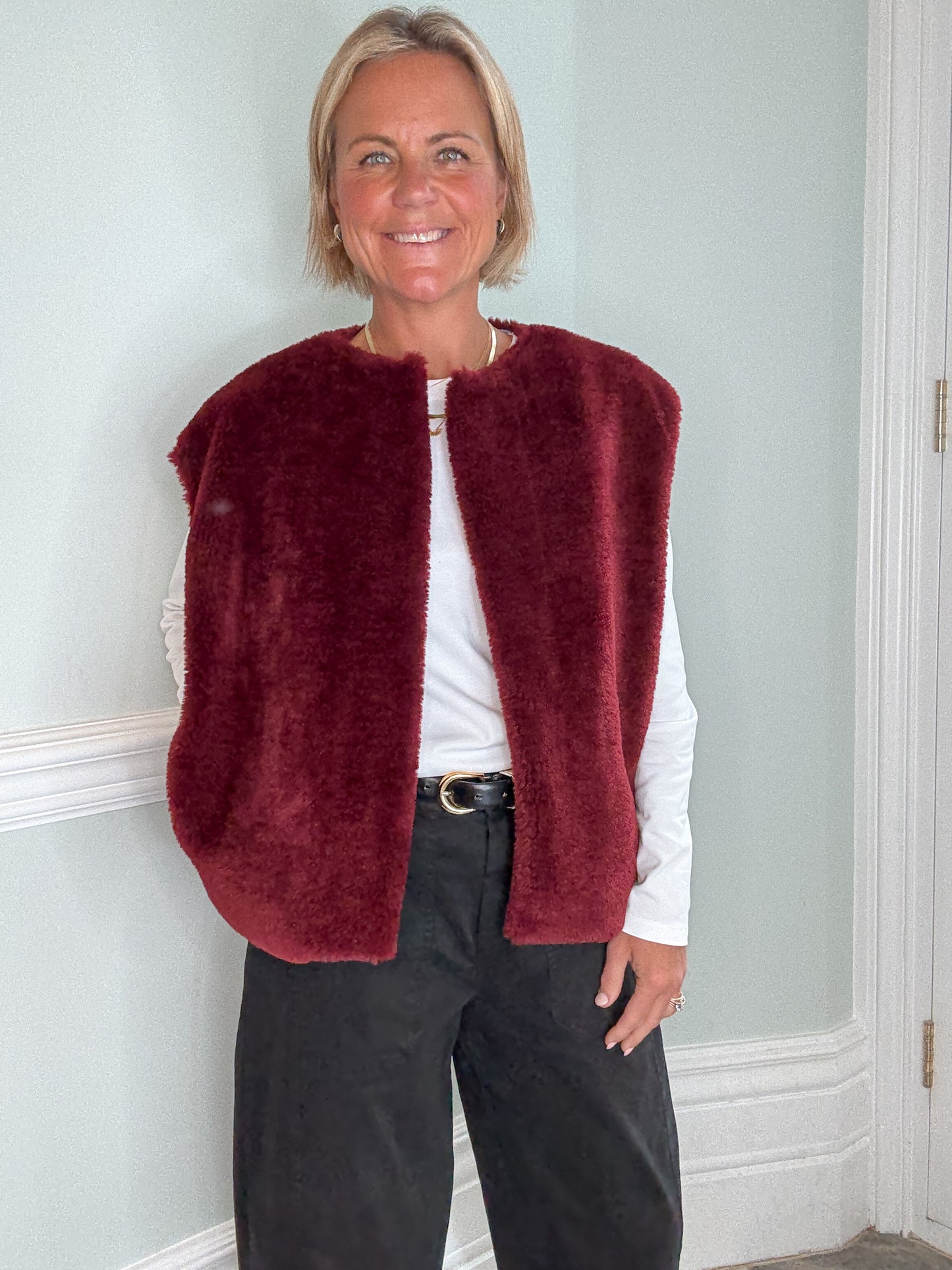 Burgundy Faux Fur Gilet