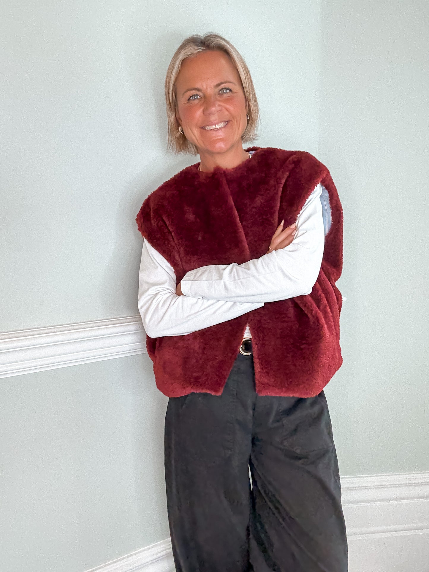 Burgundy Faux Fur Gilet