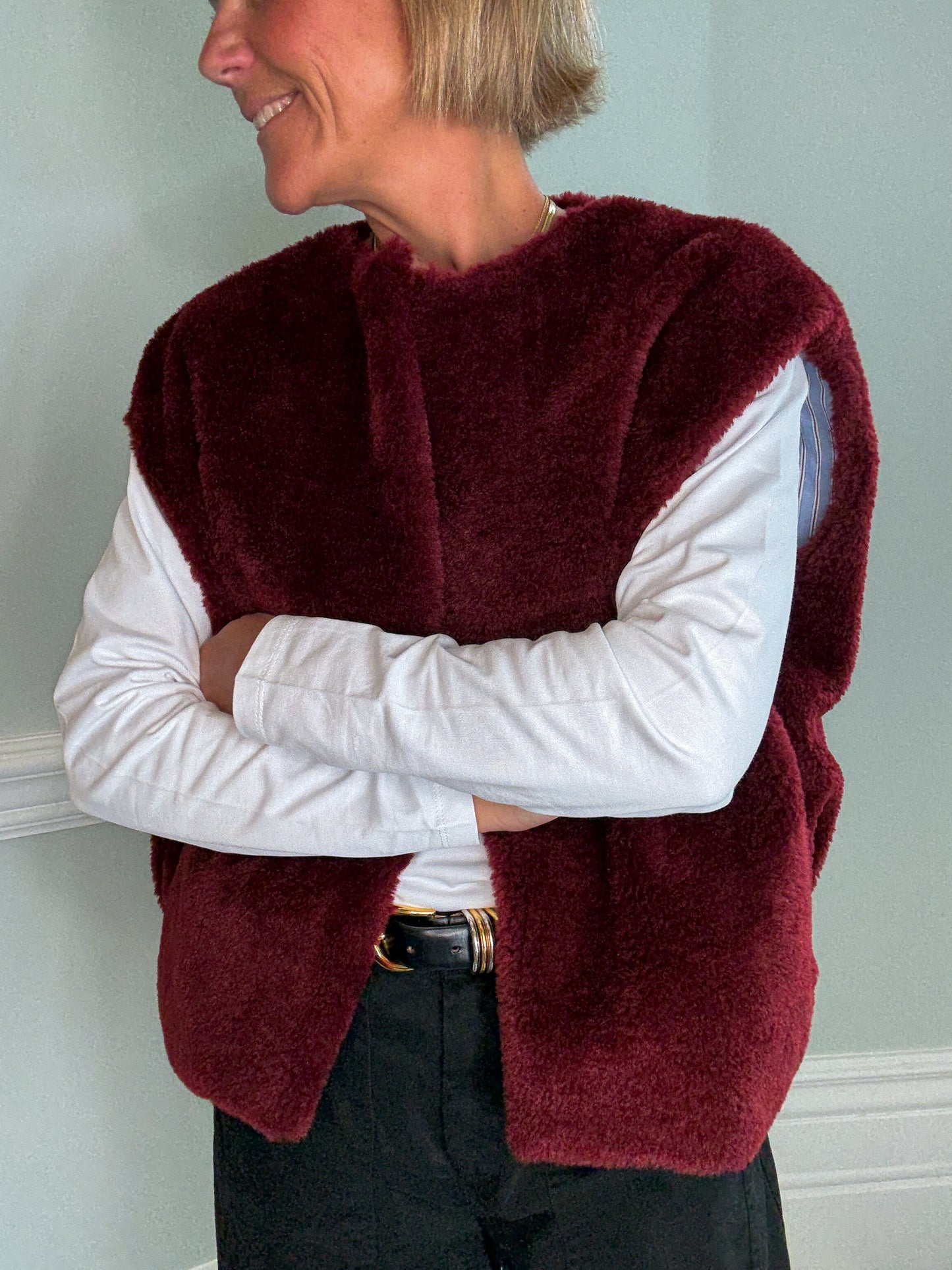 Burgundy Faux Fur Gilet