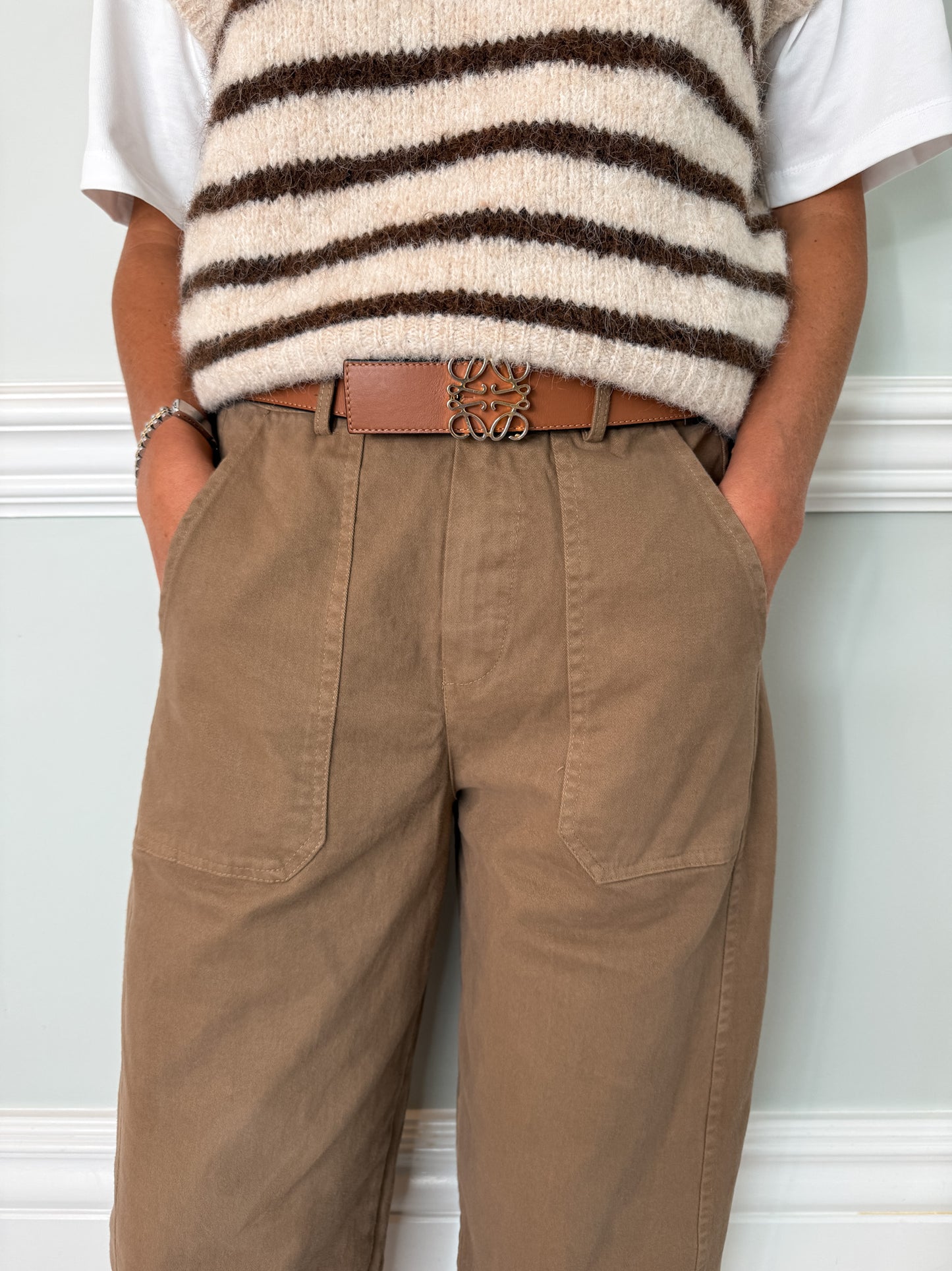 Camel Barrel Leg Trousers