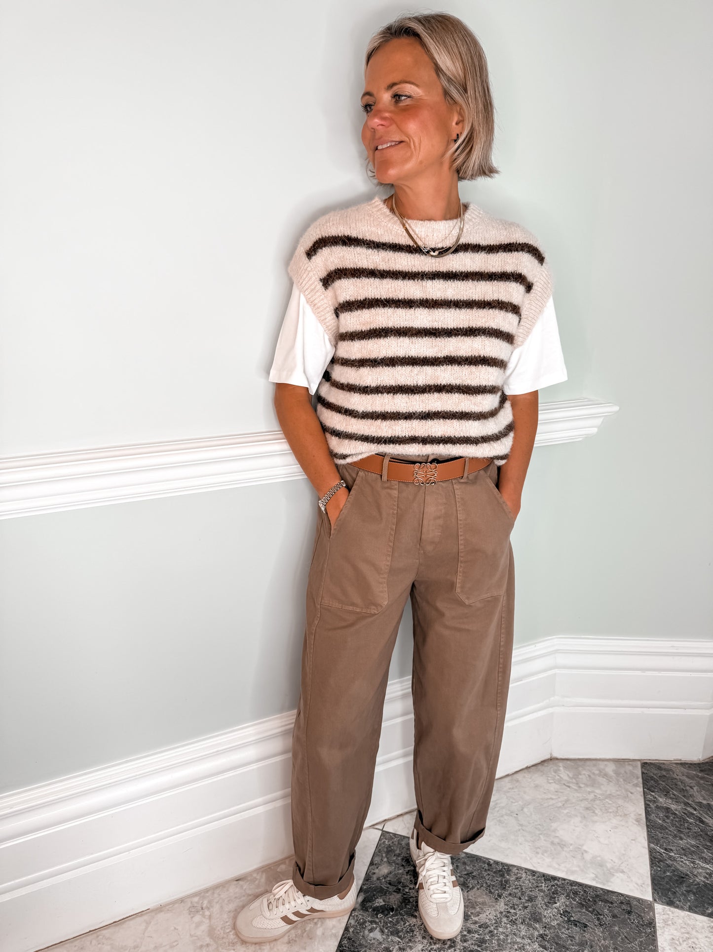 Camel Barrel Leg Trousers
