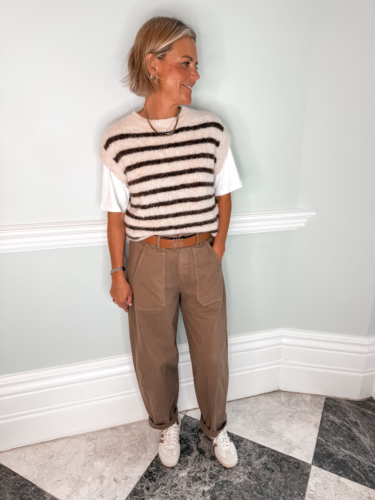 Camel Barrel Leg Trousers