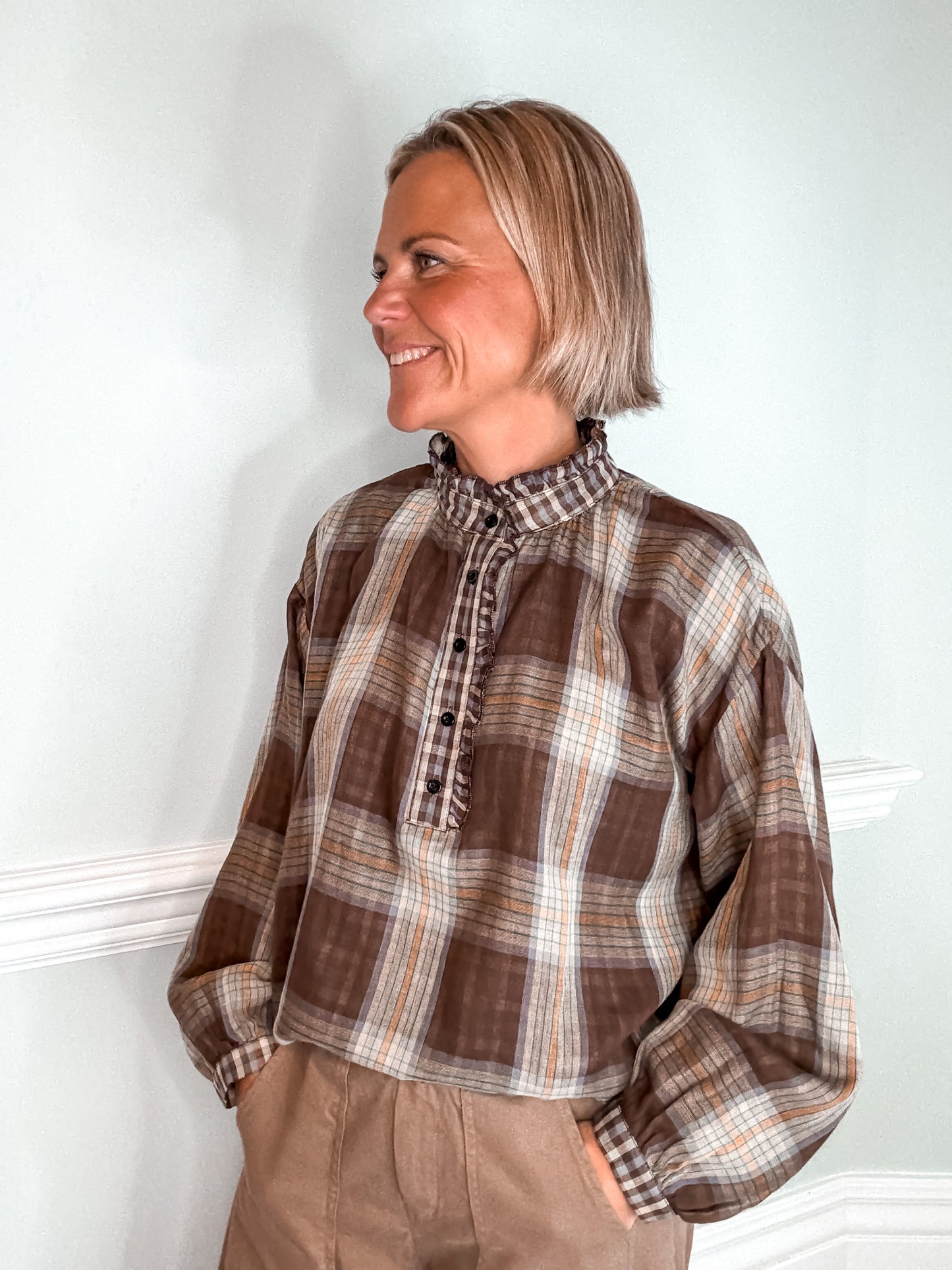 Chocolate Plaid Blouse