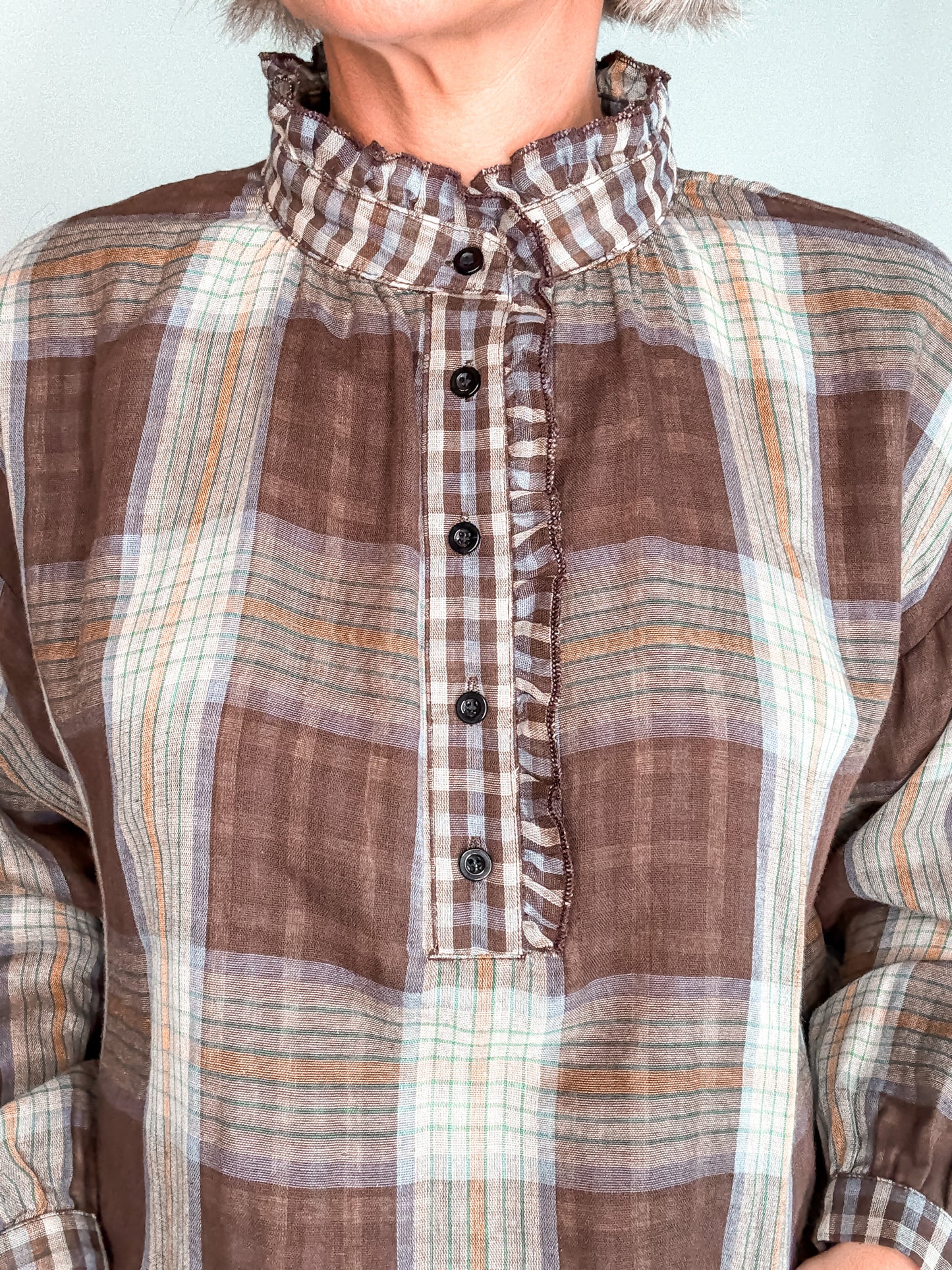 Chocolate Plaid Blouse