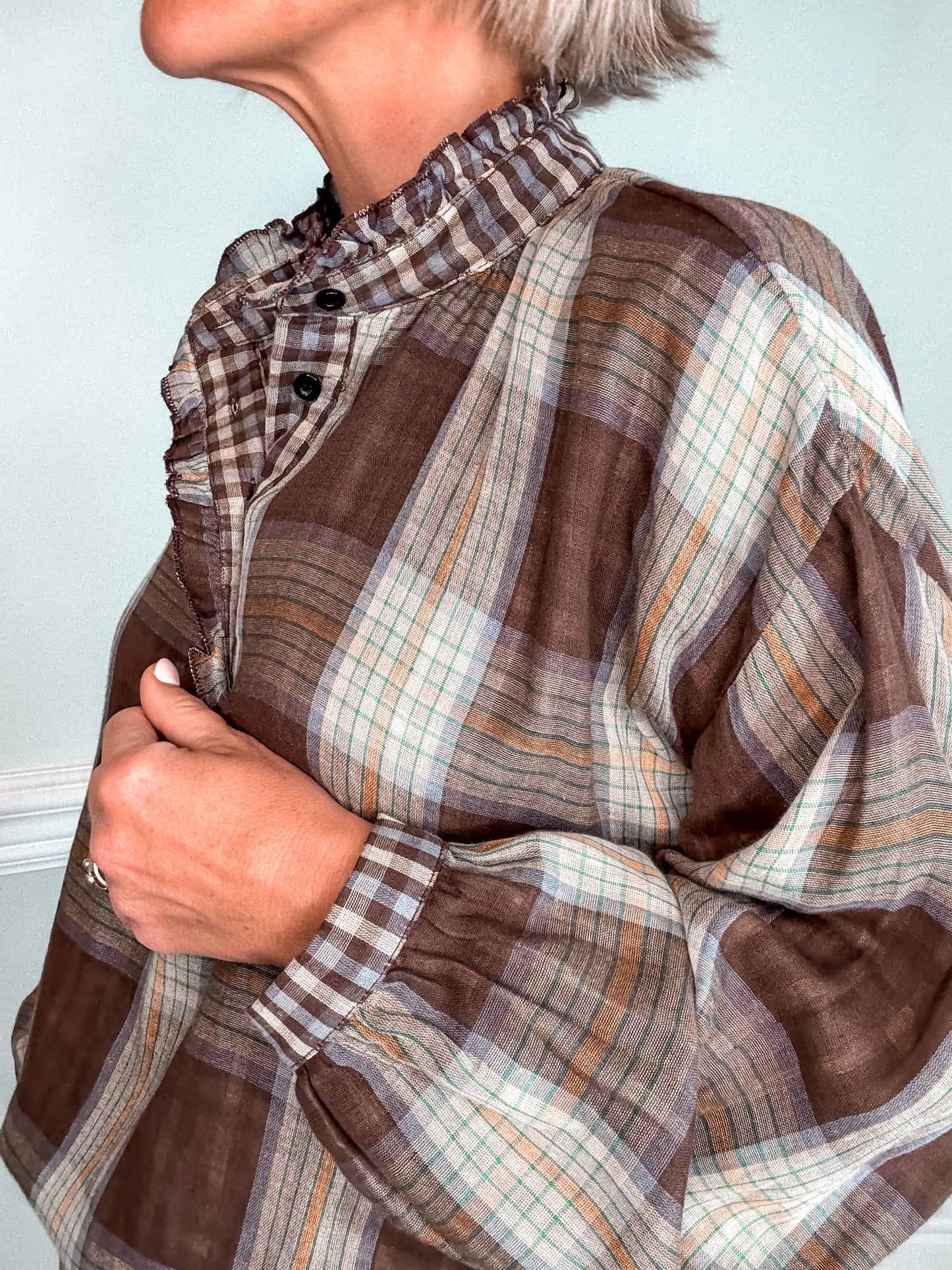 Chocolate Plaid Blouse