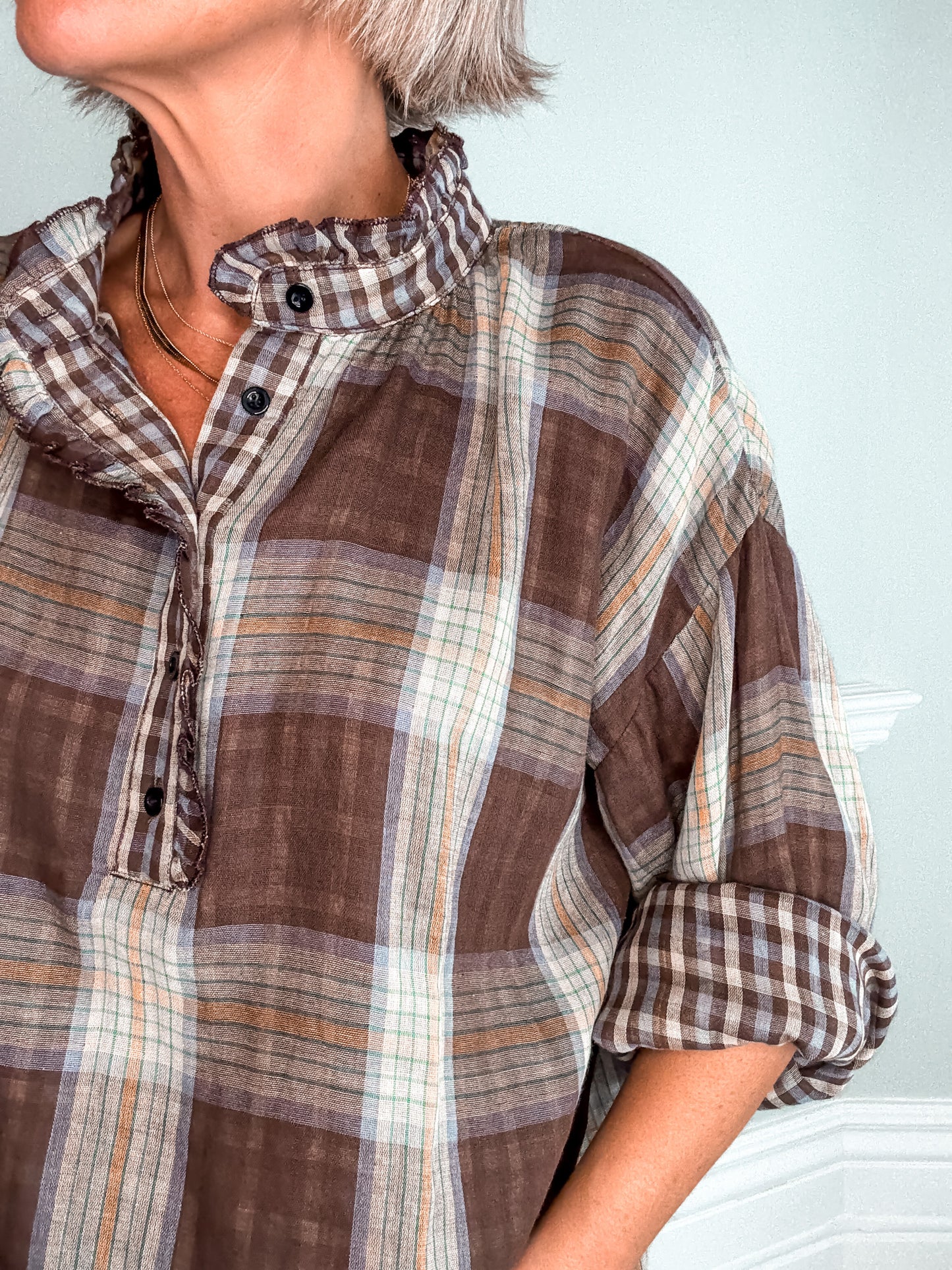 Chocolate Plaid Blouse
