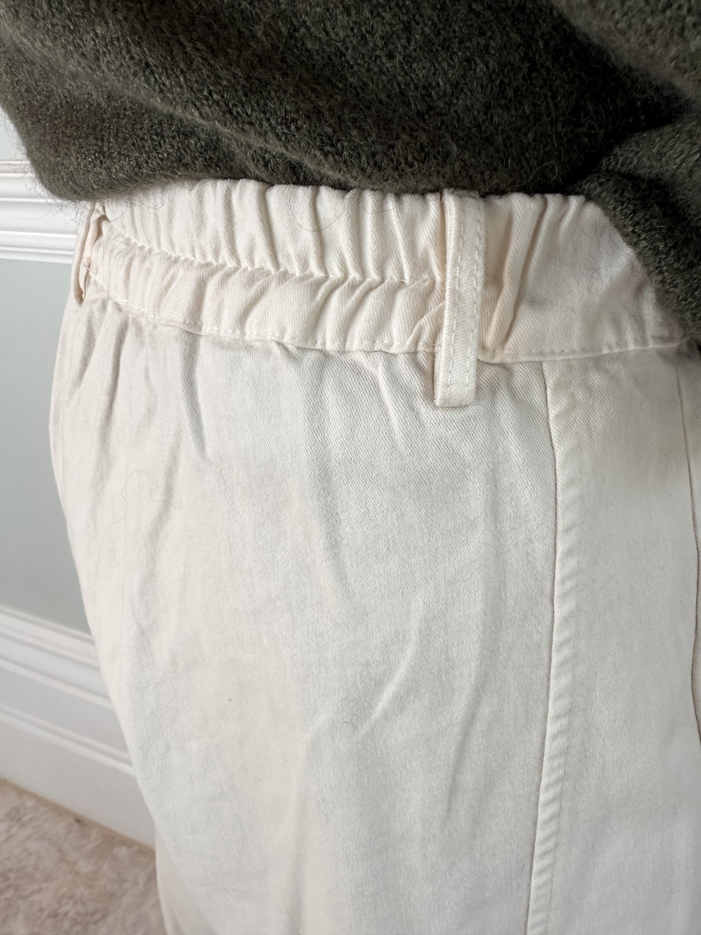 Cream Barrel Leg Trousers