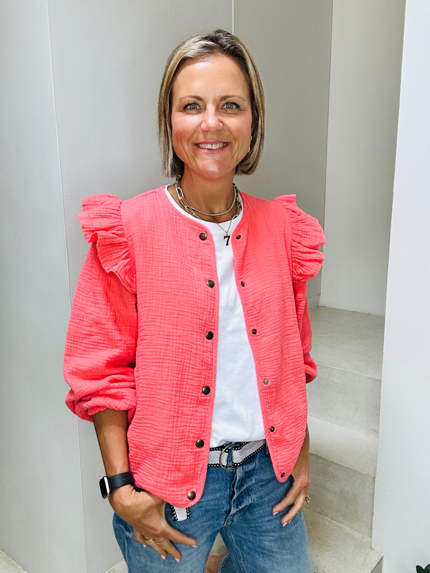 Coral Frill Jacket