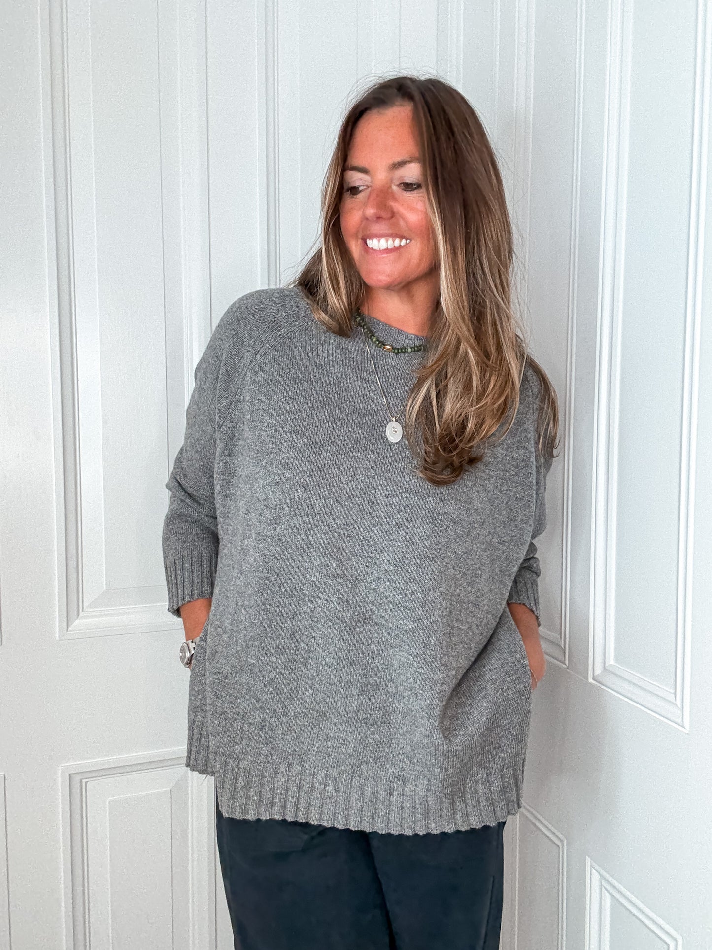 Grey Relaxed Wool Jumper