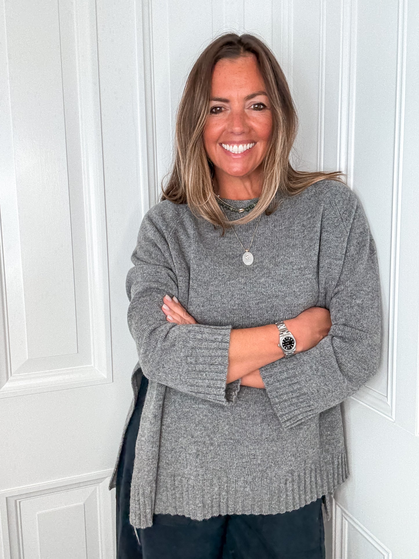 Grey Relaxed Wool Jumper