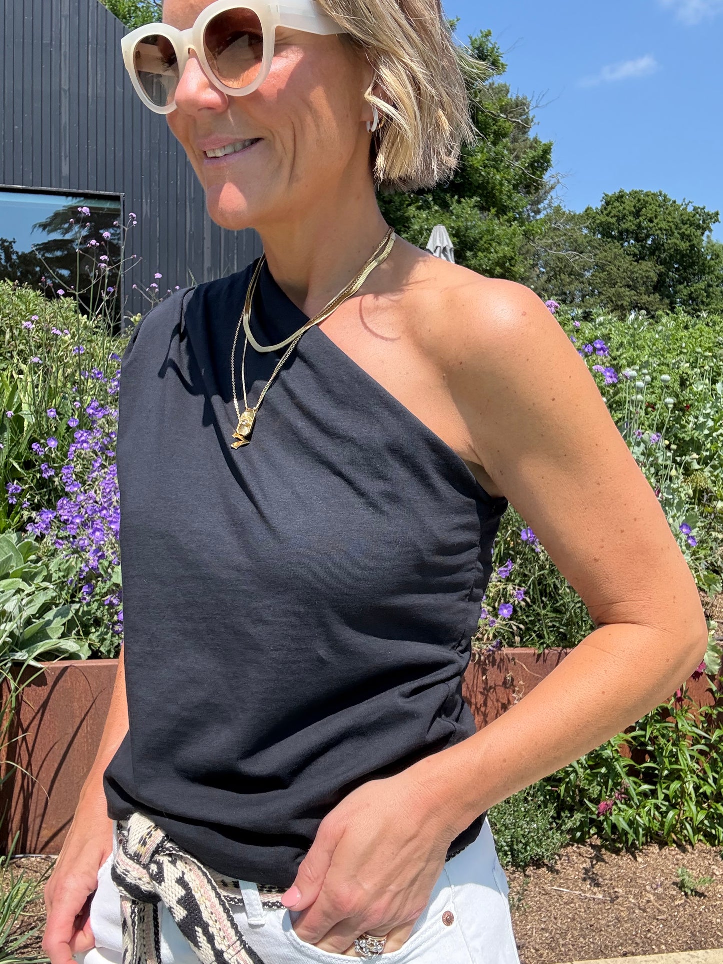 Black One Shoulder Top