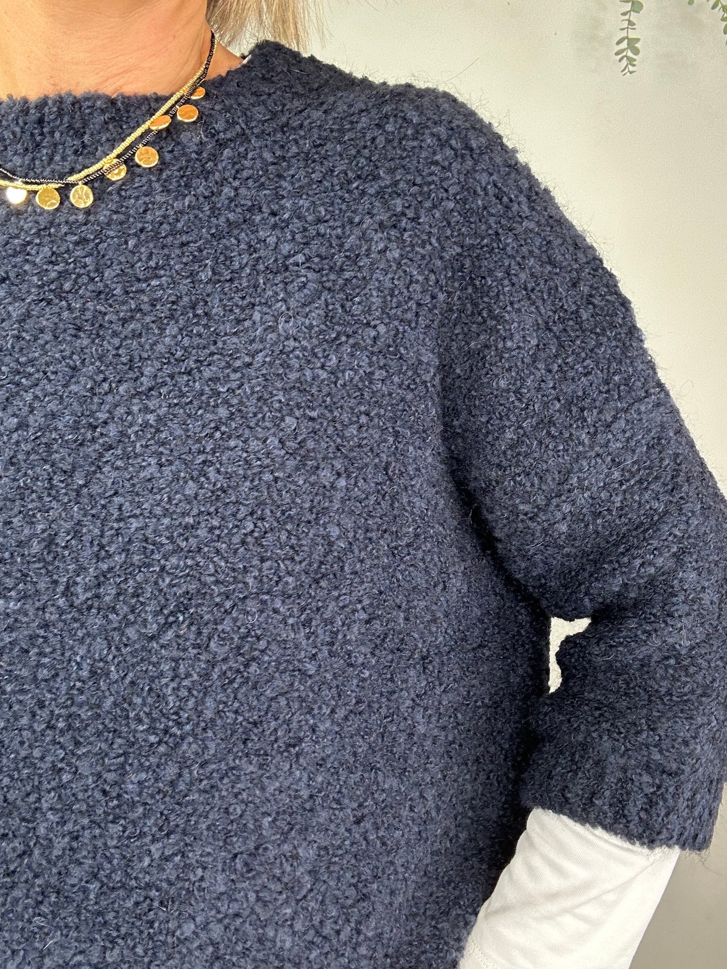 Navy Boucle Jumper