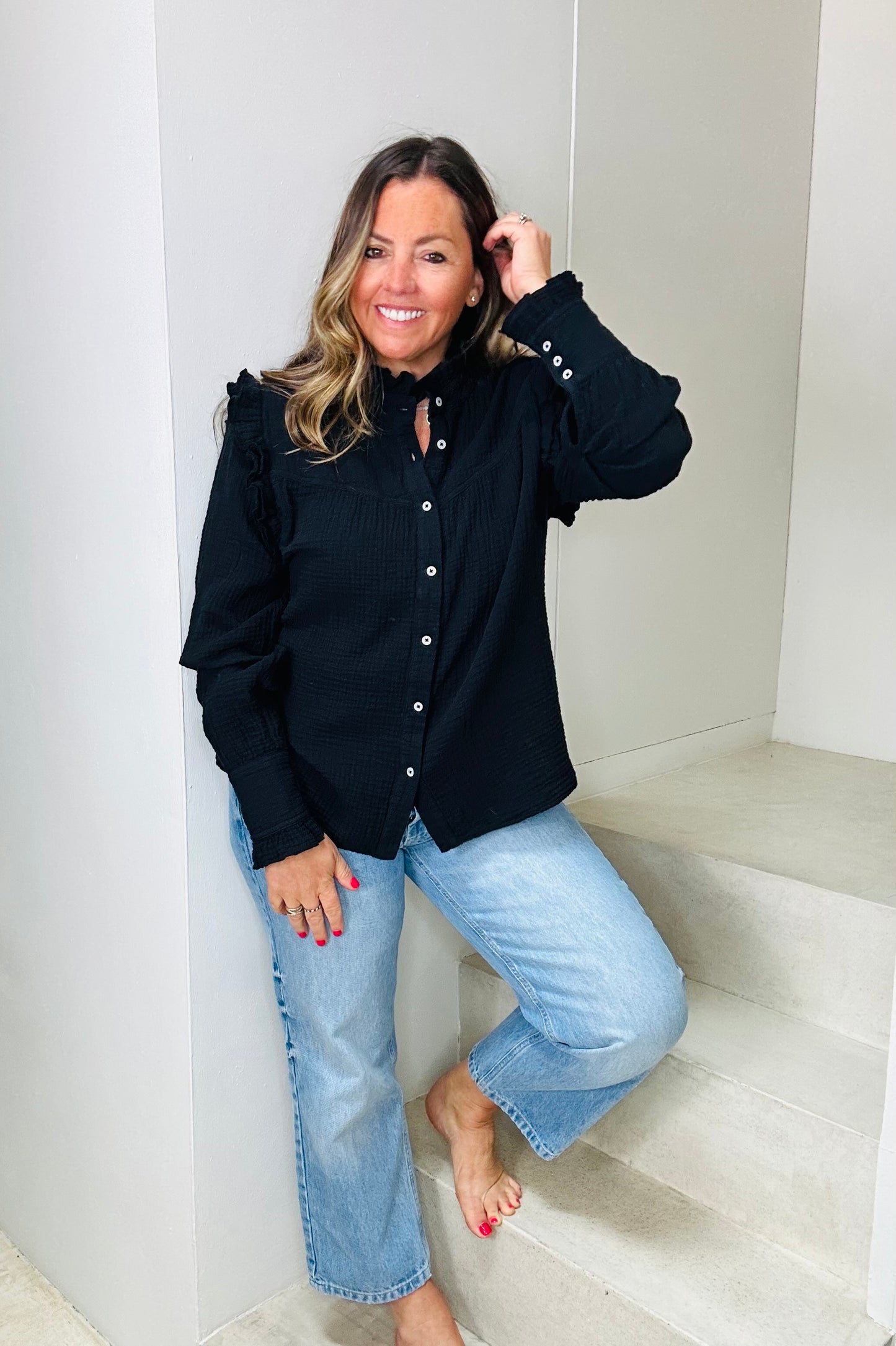 Black Frill Blouse