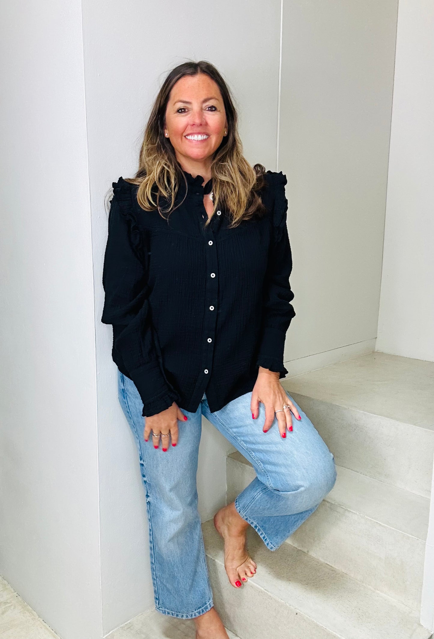 Black Frill Blouse
