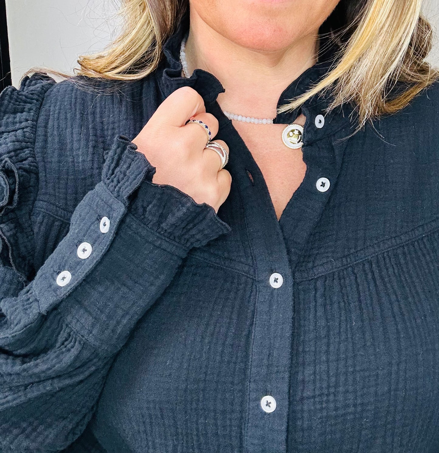Black Frill Blouse