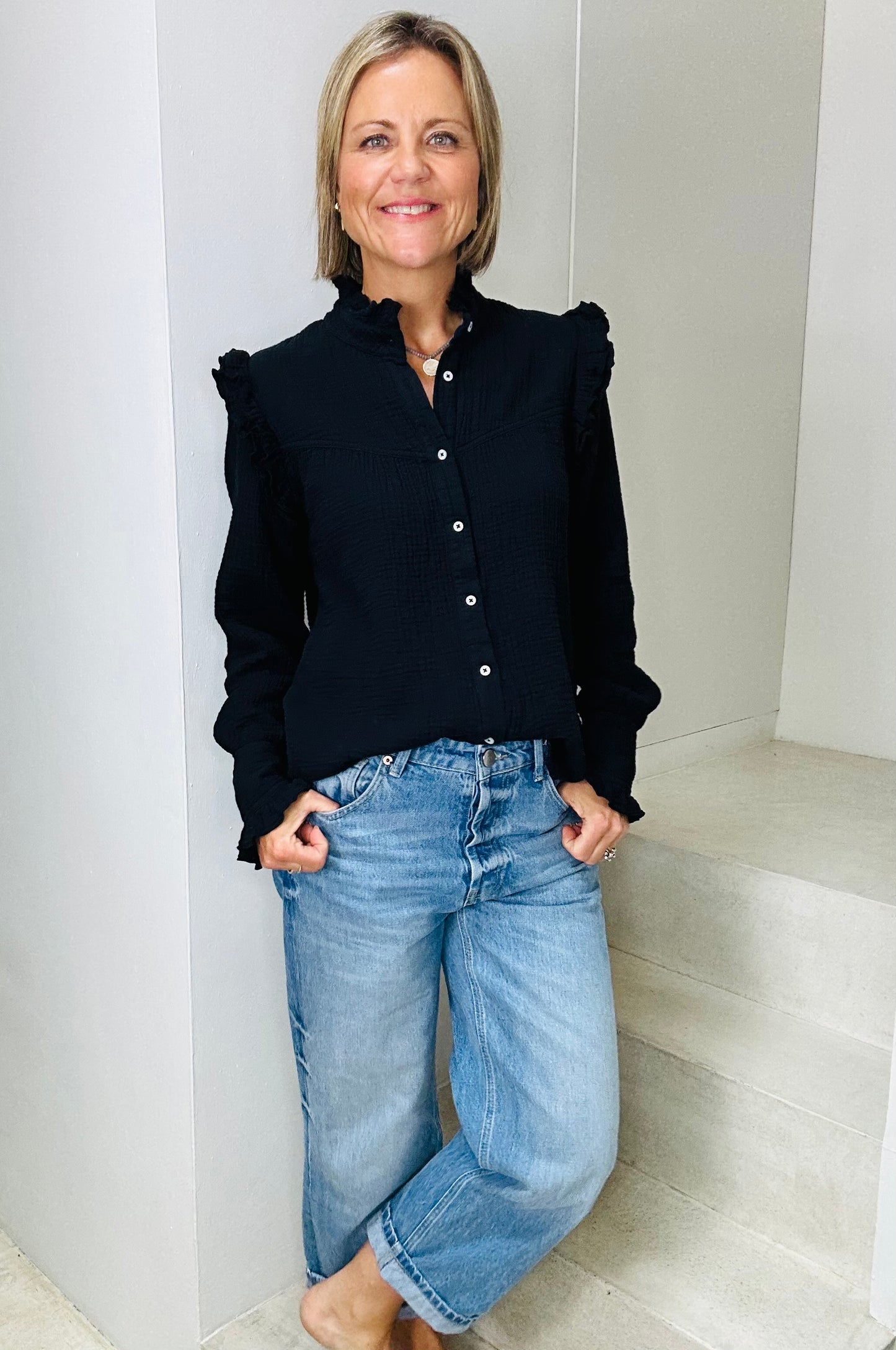 Black Frill Blouse
