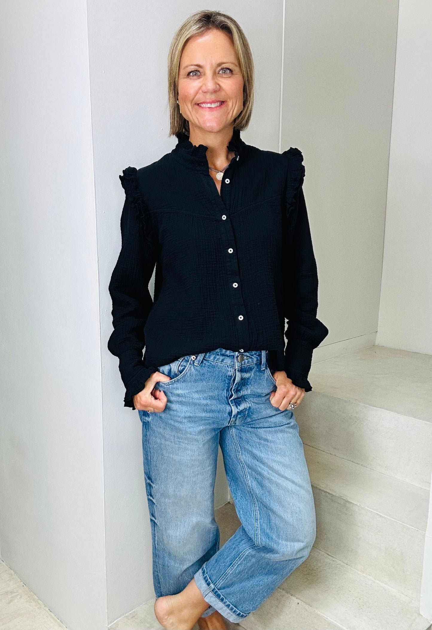 Black Frill Blouse
