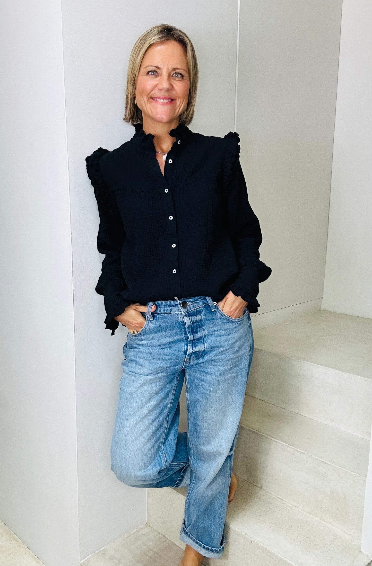 Black Frill Blouse