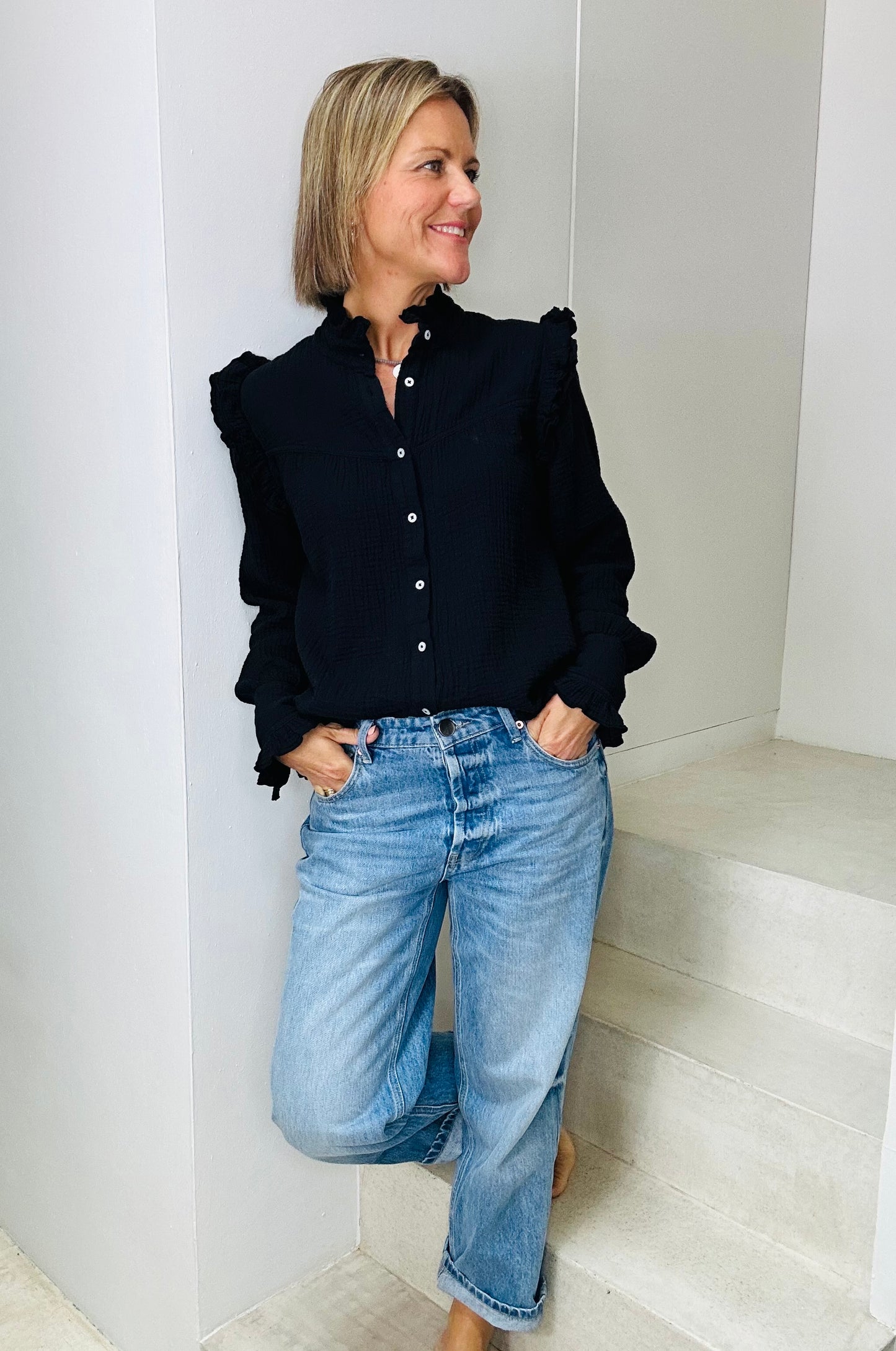 Black Frill Blouse
