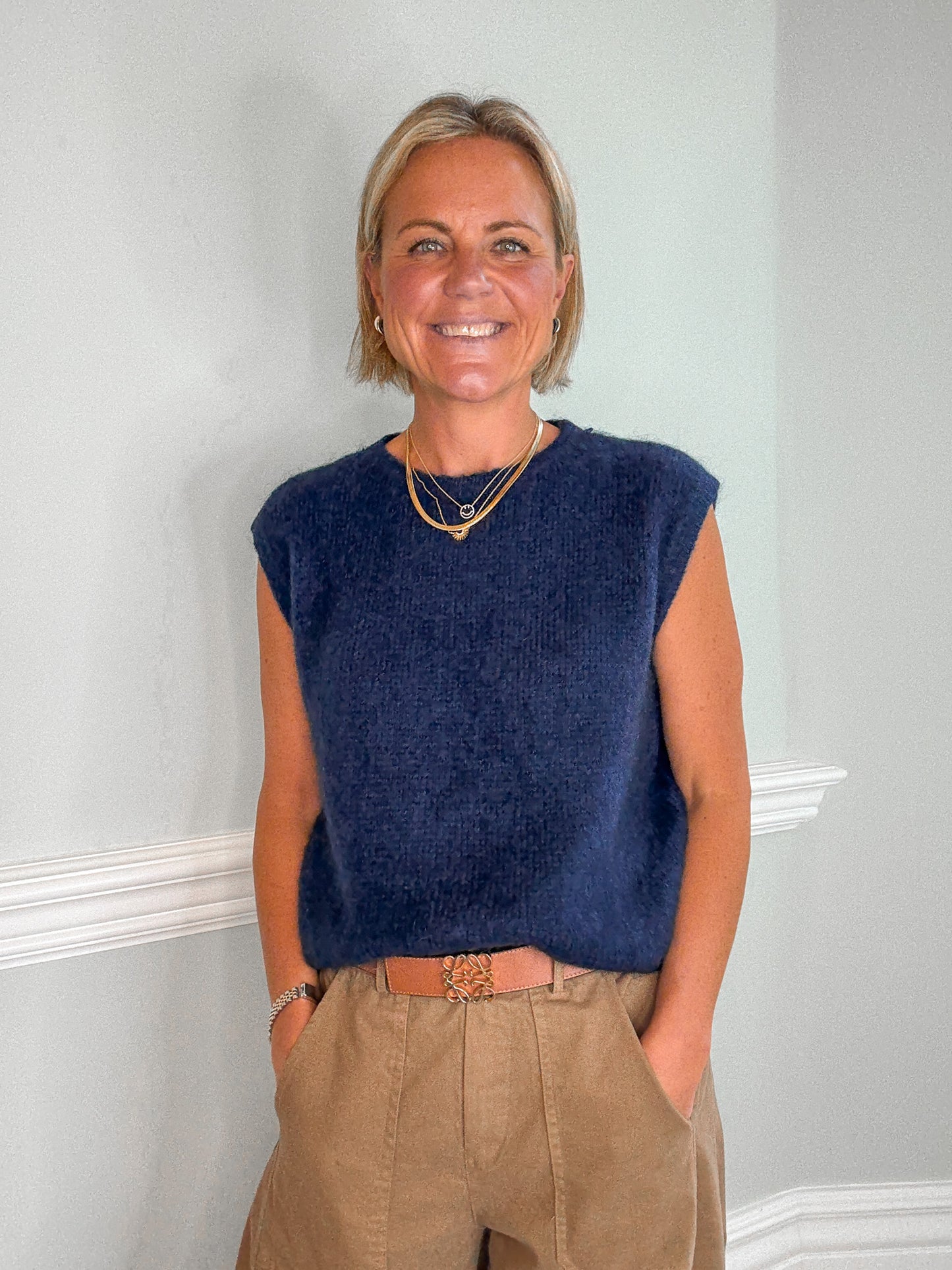 Navy Brushed Mohair Tank