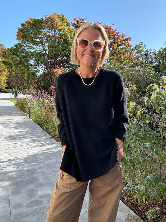 Black Relaxed Wool Jumper