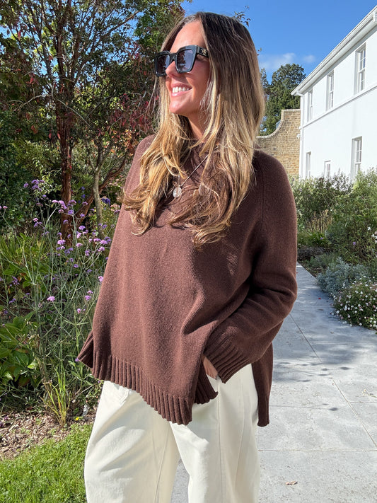Chocolate Brown Relaxed Wool Jumper