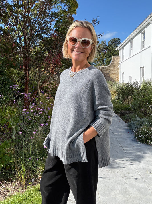 Grey Relaxed Wool Jumper