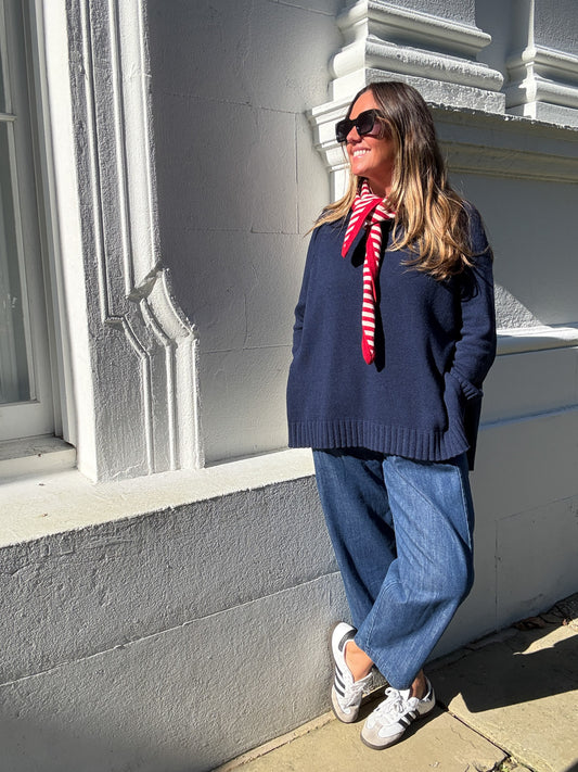 Denim Barrel Leg Trousers