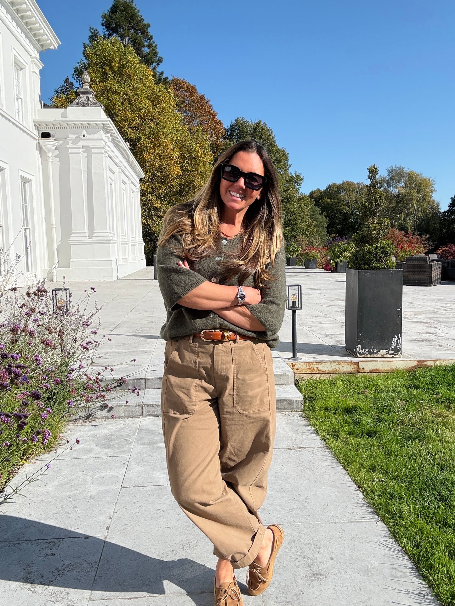 Camel Barrel Leg Trousers
