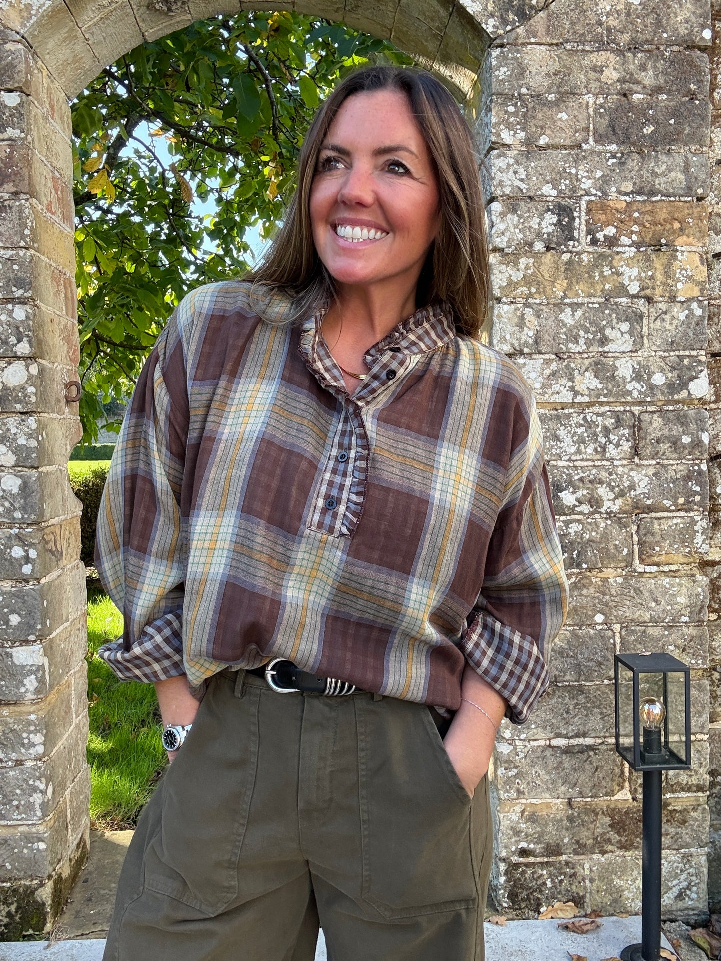 Chocolate Plaid Blouse