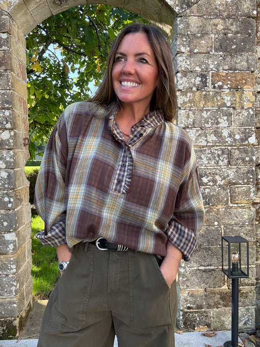 Chocolate Plaid Blouse