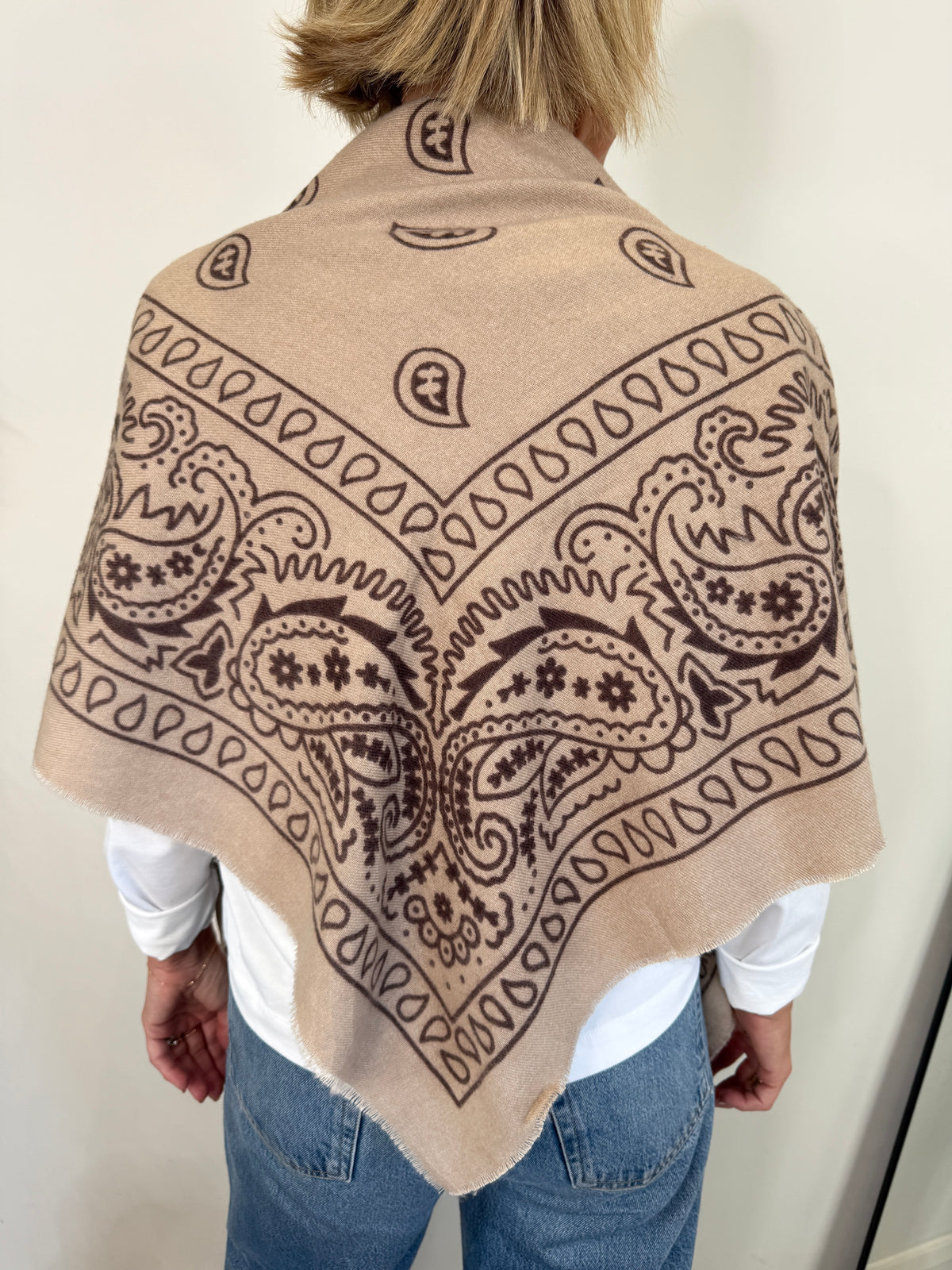 Beige Paisley Bandana Scarf