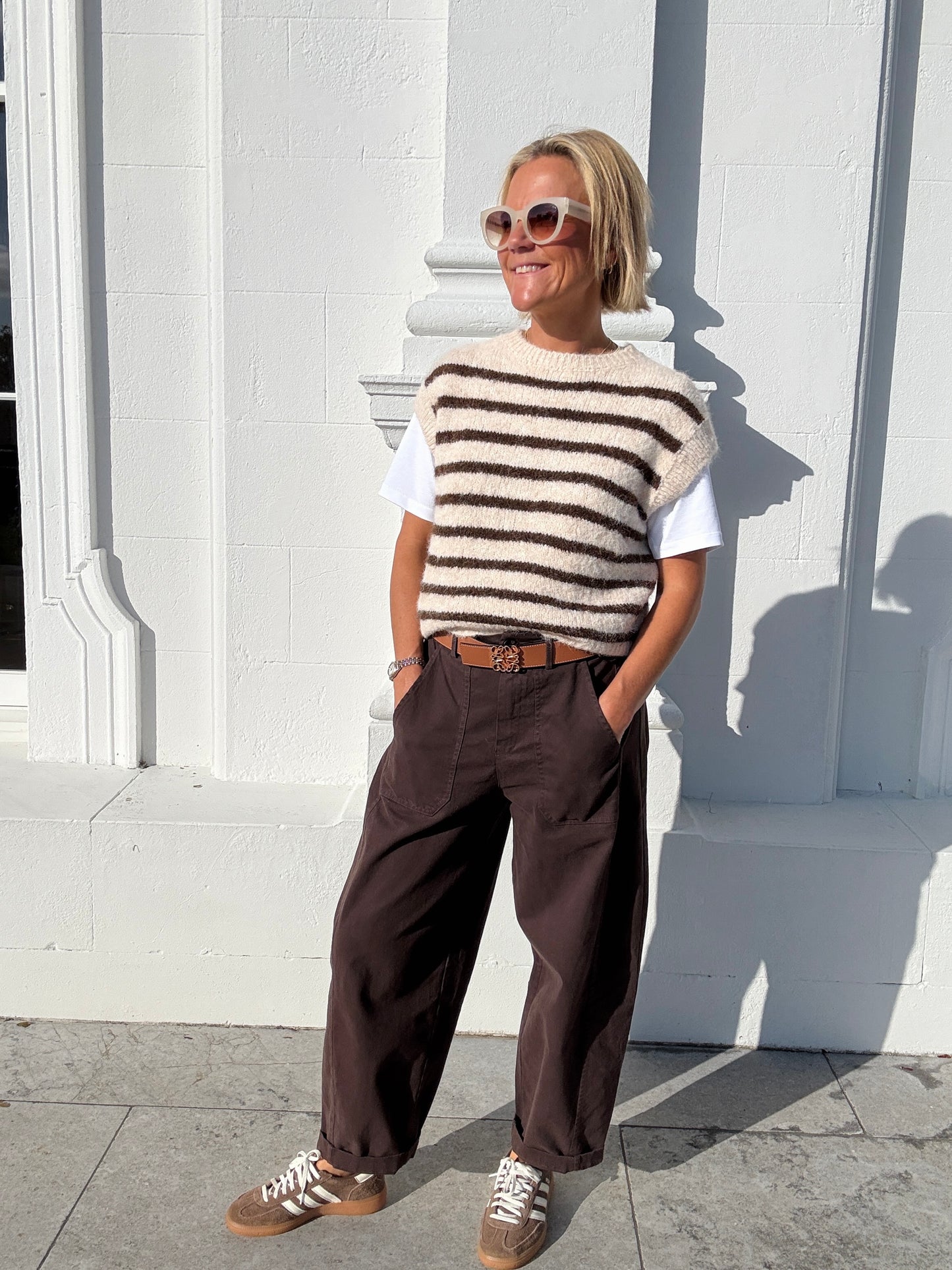 Chocolate Brown Barrel Leg Trousers