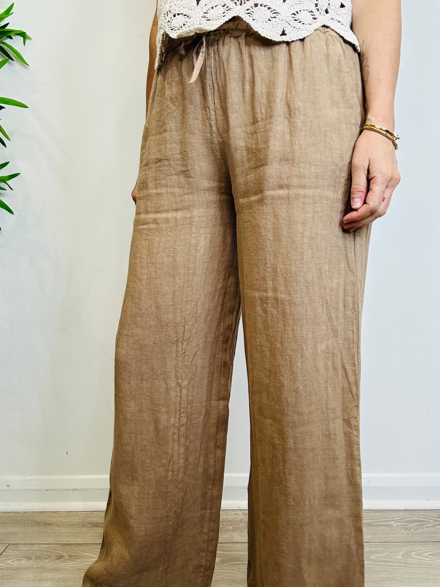 Camel Linen Trousers