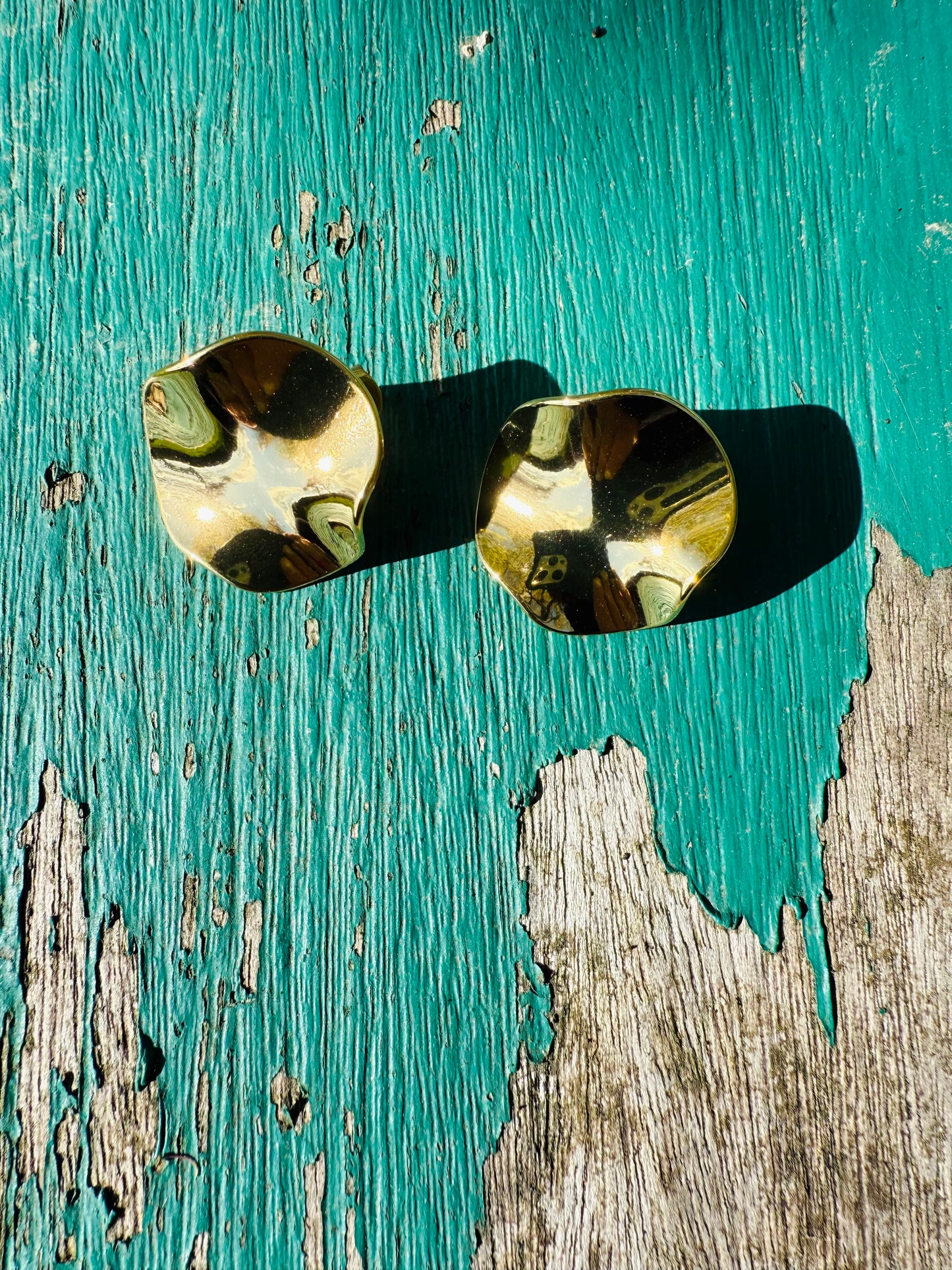 Hammered Disc Stud Earrings