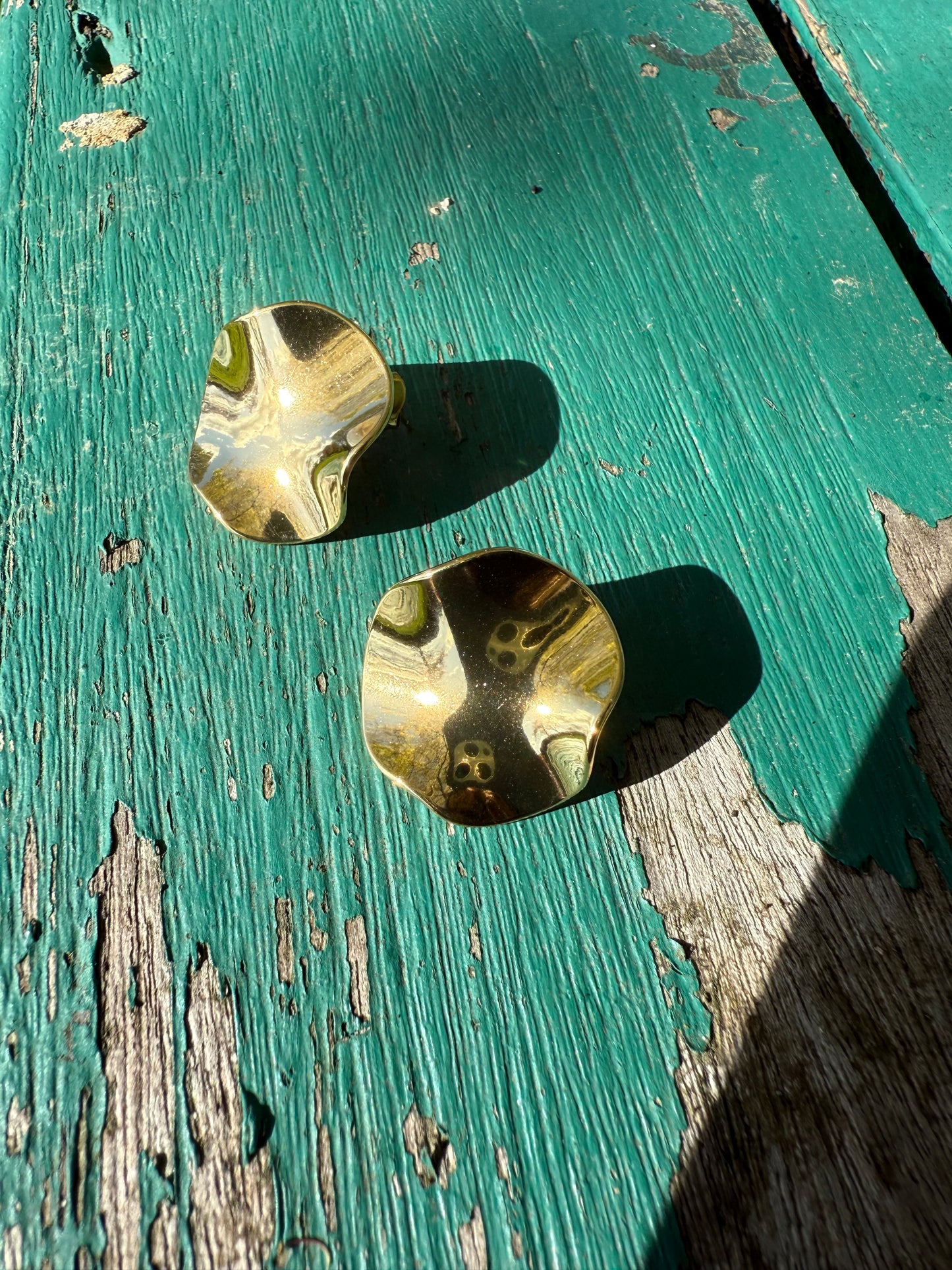 Hammered Disc Stud Earrings