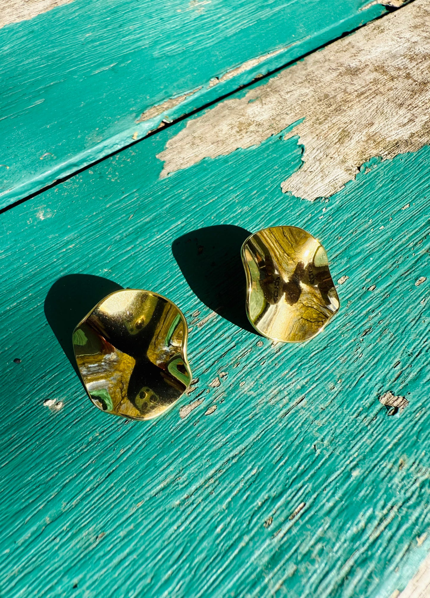 Hammered Disc Stud Earrings