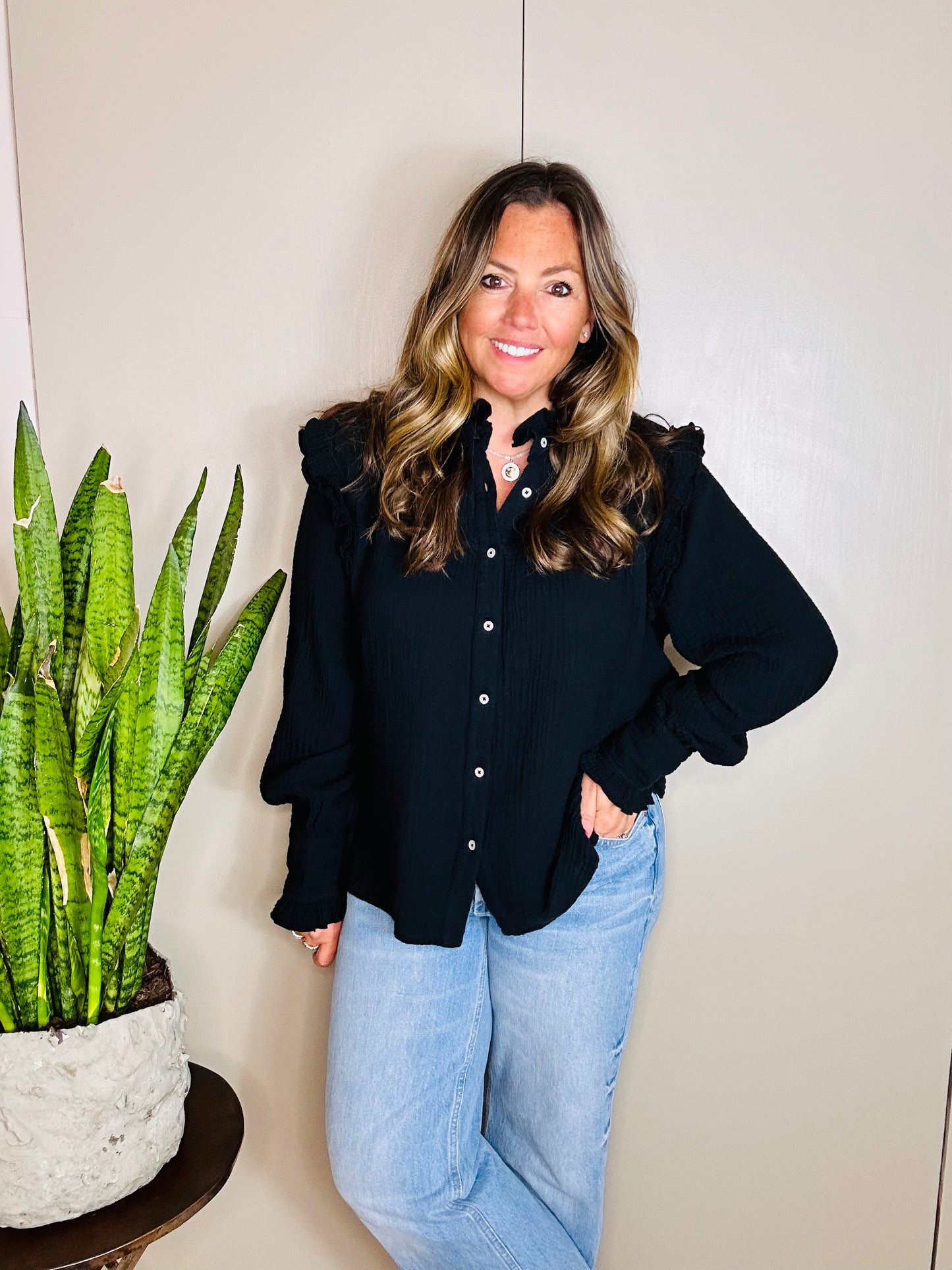 Black Frill Blouse