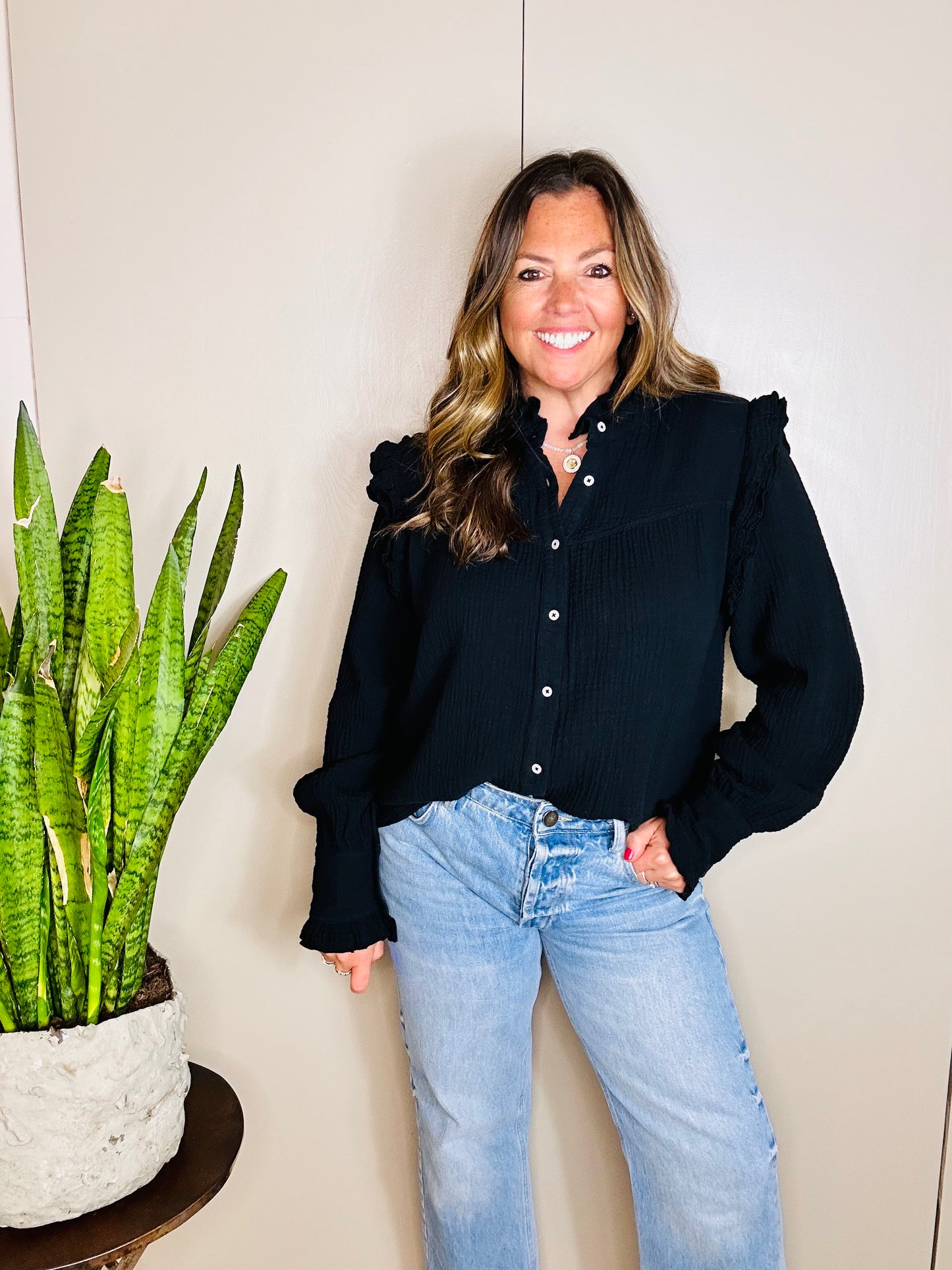 Black Frill Blouse